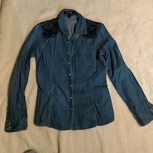 Blue Jean button Pearl snap